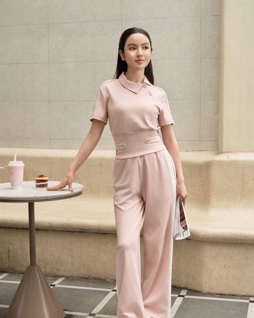 Alternative view of Set đồ Polo phá cách cổ lệch bó eo