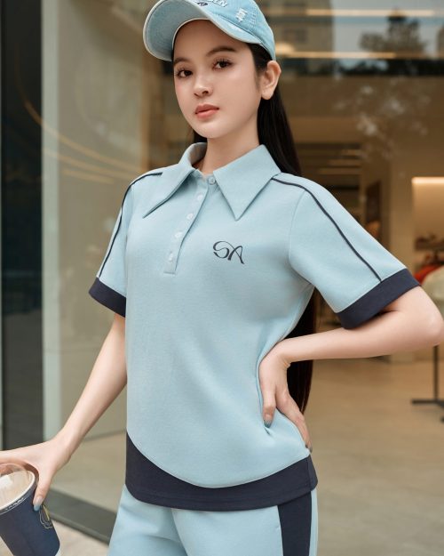 Alternative view of Airy Line Set - Set bộ polo quần dài phối sóng cá tính